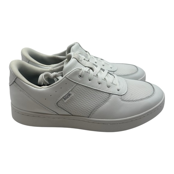 Kizik Oslo Shoes Mens Sz 10.5 Optic White Leather Athletic Sneakers‎